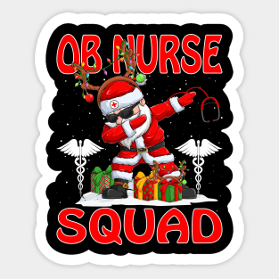 Christmas Obstetrical Nurse Squad Reindeer Pajama Dabing Santa Sticker